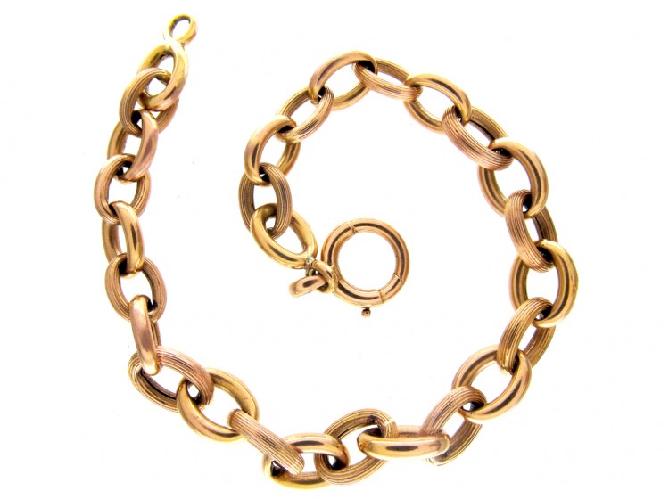 Edwardian 18ct Gold Curb Link Bracelet