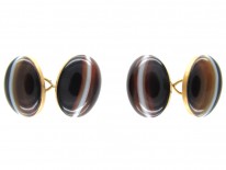 Victorian 15ct Gold Banded Sardonyx Cufflinks