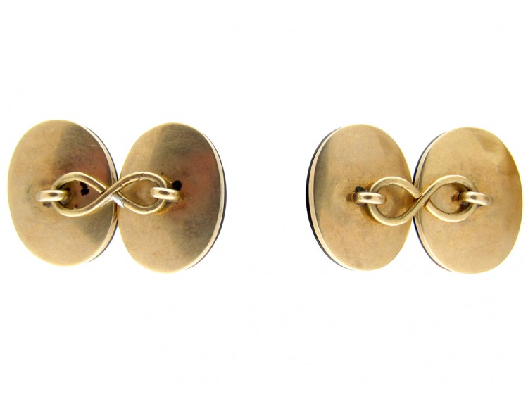 Victorian 15ct Gold Banded Sardonyx Cufflinks