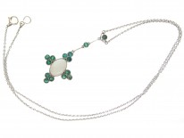 Art Deco Emerald & Opal Pendant on Chain