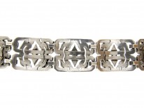 Art Deco Wide Silver & Marcasite Bracelet