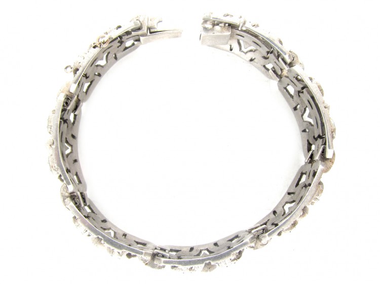 Art Deco Wide Silver & Marcasite Bracelet