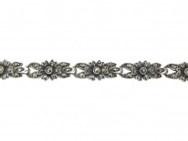 Art Deco Silver & Marcasite Flowers Necklace