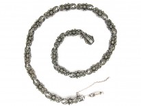 Art Deco Silver & Marcasite Flowers Necklace
