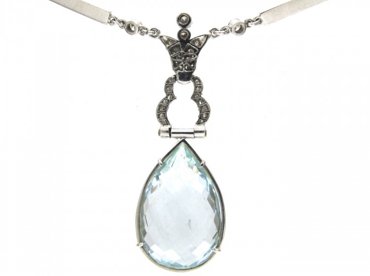 Aquamarine & Diamond Articulated Pendant on Chain