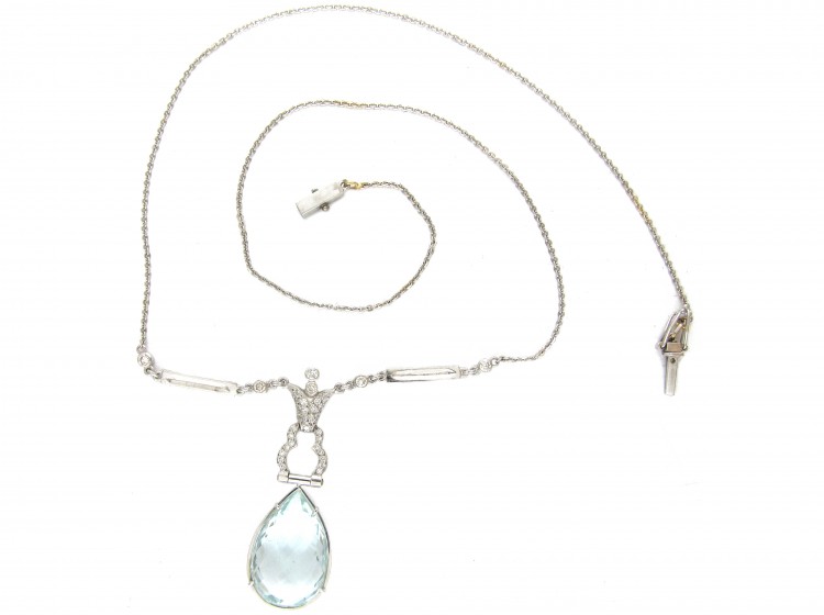 Aquamarine & Diamond Articulated Pendant on Chain