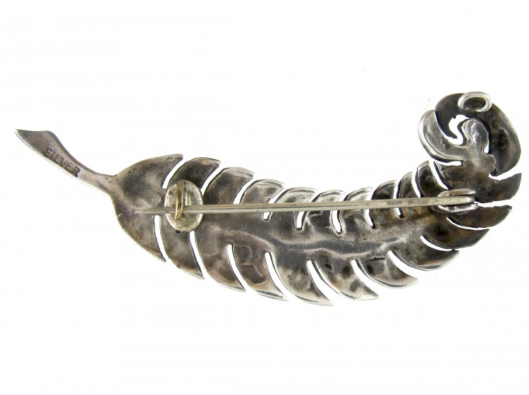 Art Deco Silver & Marcasite Feather Brooch
