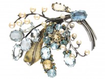 Dore Nossiter Multistone Gold & Silver Brooch