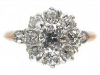 Edwardian Cluster Ring with Diamond Shoulders