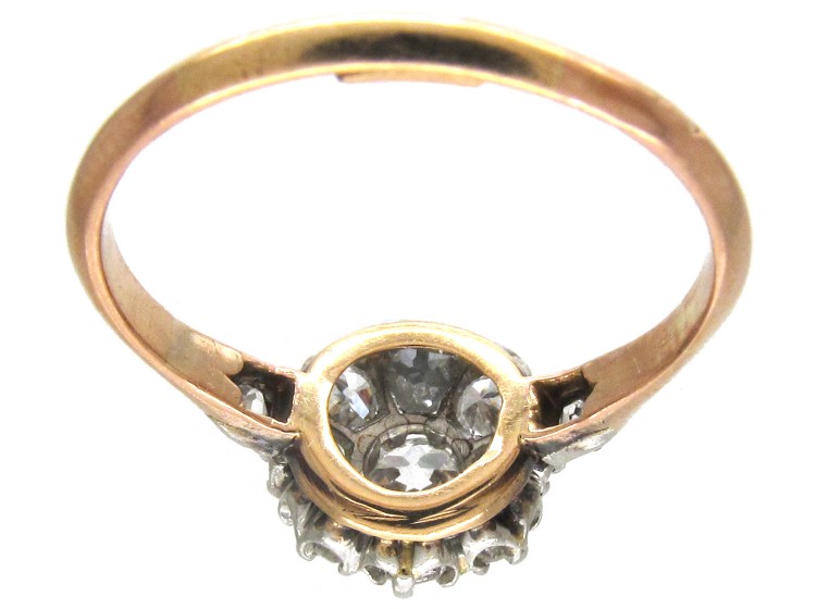 Edwardian Cluster Ring with Diamond Shoulders