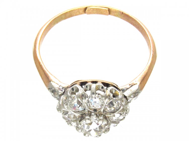 Edwardian Cluster Ring with Diamond Shoulders