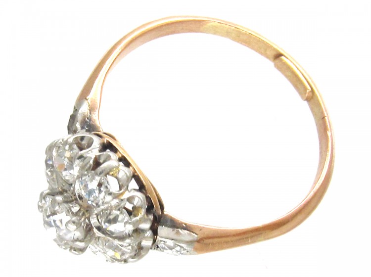 Edwardian Cluster Ring with Diamond Shoulders
