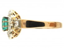 Art Deco Emerald & Diamond Ring with Diamond Shoulders