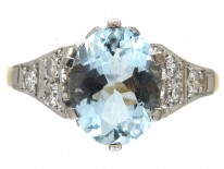Art Deco Aquamarine & Diamond Ring