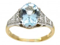 Art Deco Aquamarine & Diamond Ring