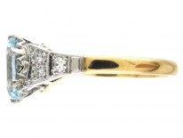 Art Deco Aquamarine & Diamond Ring