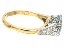 Art Deco Aquamarine & Diamond Ring