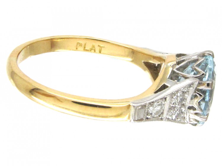 Art Deco Aquamarine & Diamond Ring