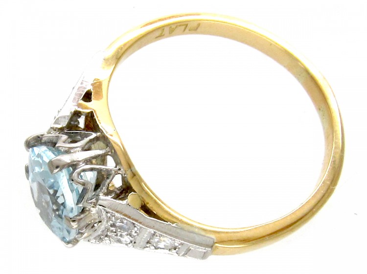 Art Deco Aquamarine & Diamond Ring
