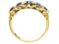 Victorian Five Stone Sapphire & Diamond Points Ring