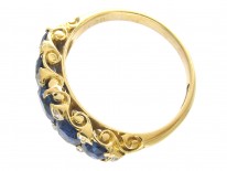 Victorian Five Stone Sapphire & Diamond Points Ring