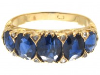 Victorian 18ct Gold Sapphire & Diamond Points Ring