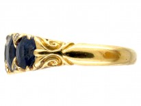 Victorian 18ct Gold Sapphire & Diamond Points Ring