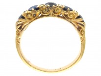 Victorian 18ct Gold Sapphire & Diamond Points Ring