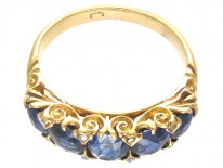 Victorian 18ct Gold Sapphire & Diamond Points Ring