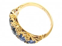 Victorian 18ct Gold Sapphire & Diamond Points Ring