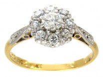 Edwardian Diamond Cluster Ring with Diamond Shoulders