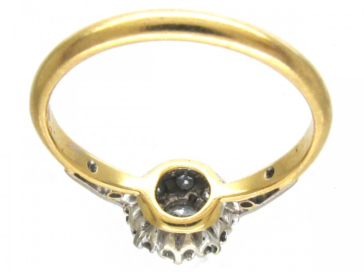 Edwardian Diamond Cluster Ring with Diamond Shoulders