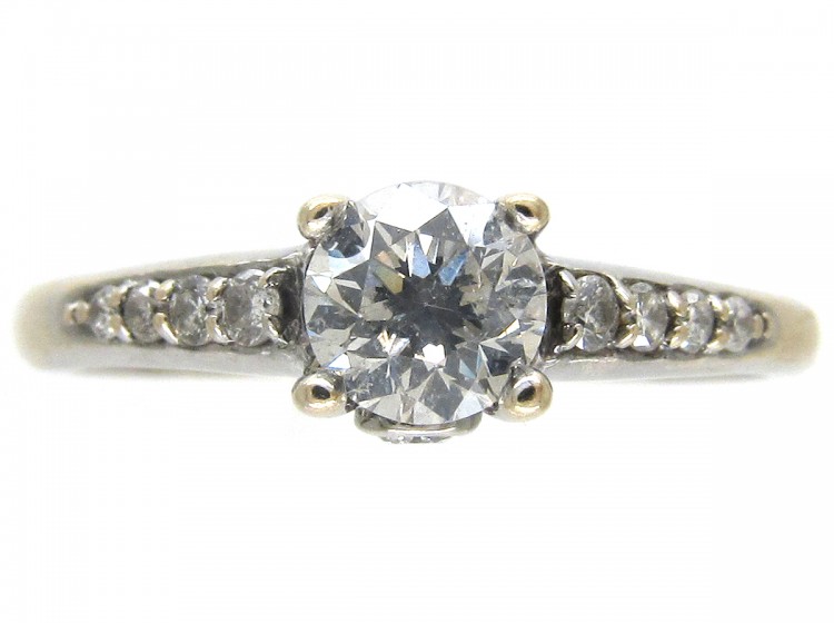 Diamond Solitaire Ring with Diamond Shoulders