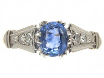 Art Deco Ceylon Sapphire & Diamond Ring