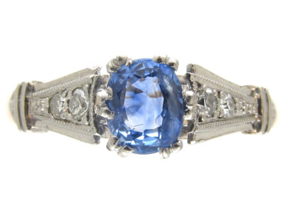 Art Deco Ceylon Sapphire & Diamond Ring