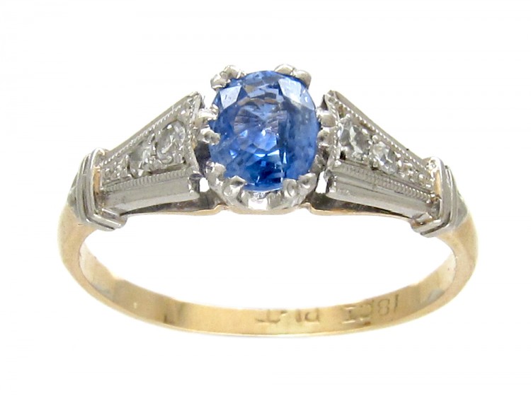 Art Deco Ceylon Sapphire & Diamond Ring