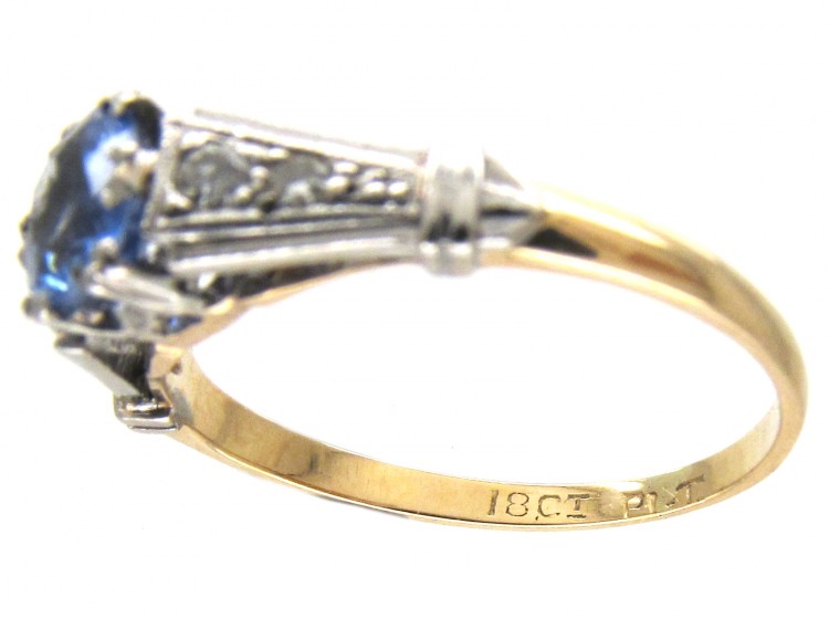 Art Deco Ceylon Sapphire & Diamond Ring