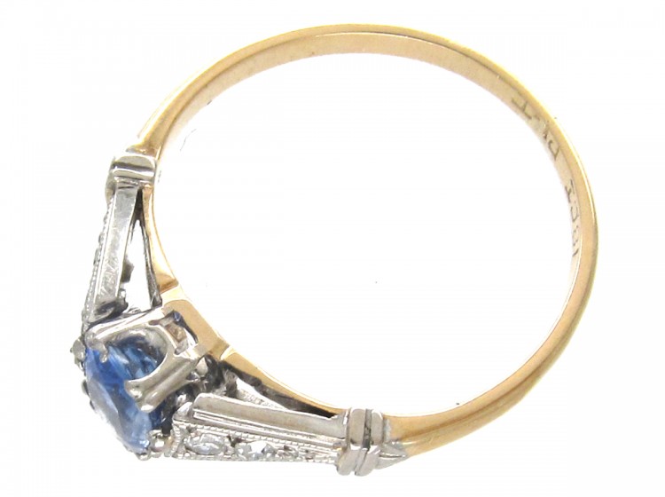 Art Deco Ceylon Sapphire & Diamond Ring
