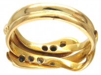 Edwardian 18ct Gold Sapphire Diamond Emerald & Ruby Double Snake Ring