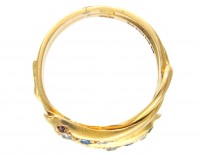 Edwardian 18ct Gold Sapphire Diamond Emerald & Ruby Double Snake Ring