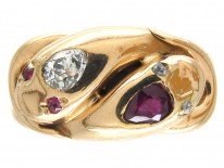 Victorian Double Snake Ruby & Diamond Ring