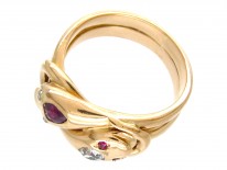 Victorian Double Snake Ruby & Diamond Ring