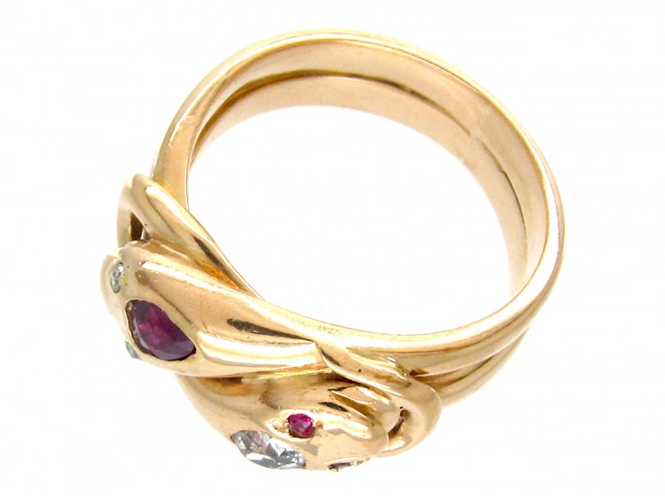 Victorian Double Snake Ruby & Diamond Ring