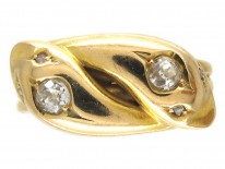 Victorian 18ct Gold & Diamond Double Snake Ring