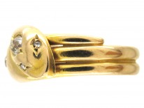 Victorian 18ct Gold & Diamond Double Snake Ring