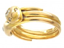 Victorian 18ct Gold & Diamond Double Snake Ring