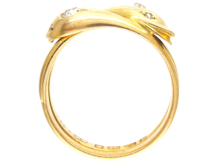 Victorian 18ct Gold & Diamond Double Snake Ring
