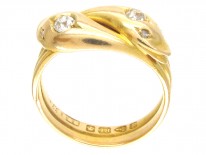 Victorian 18ct Gold & Diamond Double Snake Ring