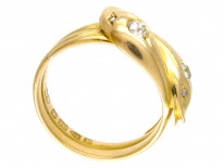 Victorian 18ct Gold & Diamond Double Snake Ring