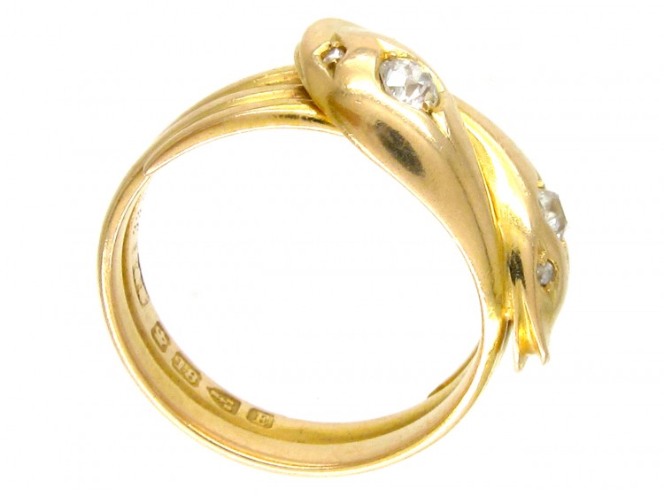 Victorian 18ct Gold & Diamond Double Snake Ring